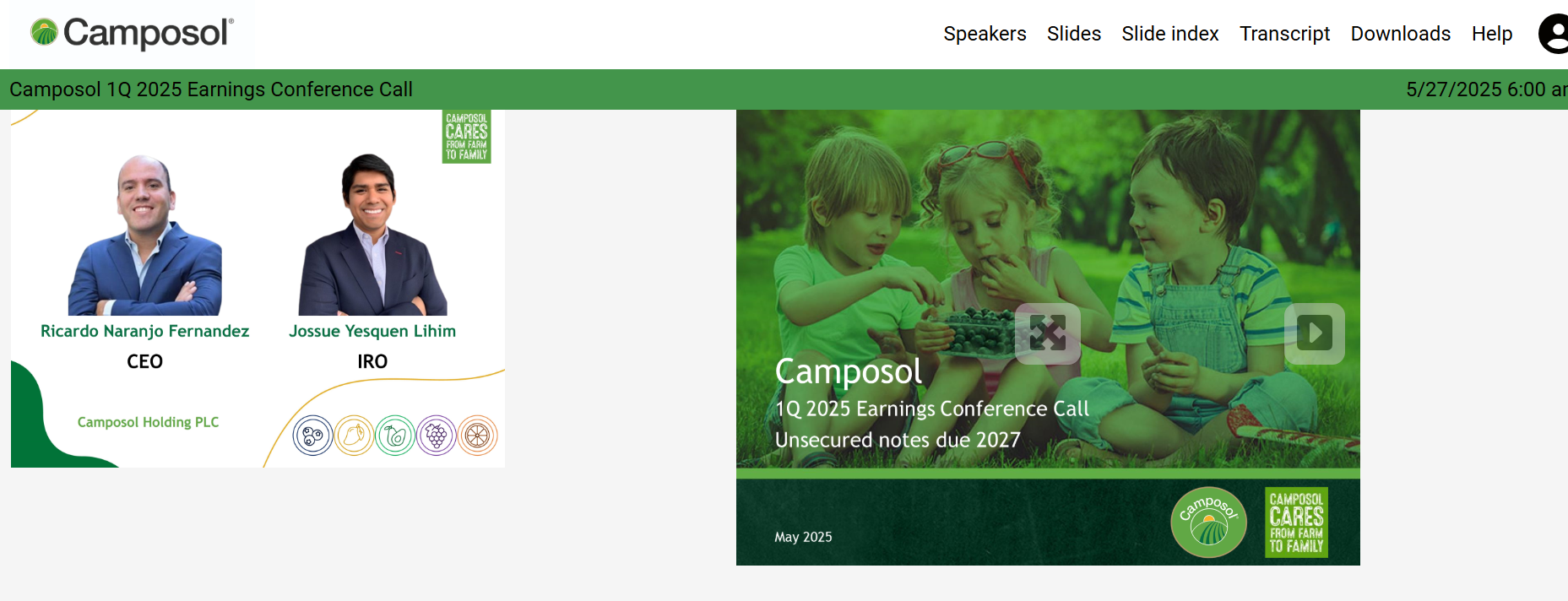 Camposol earnings webcast