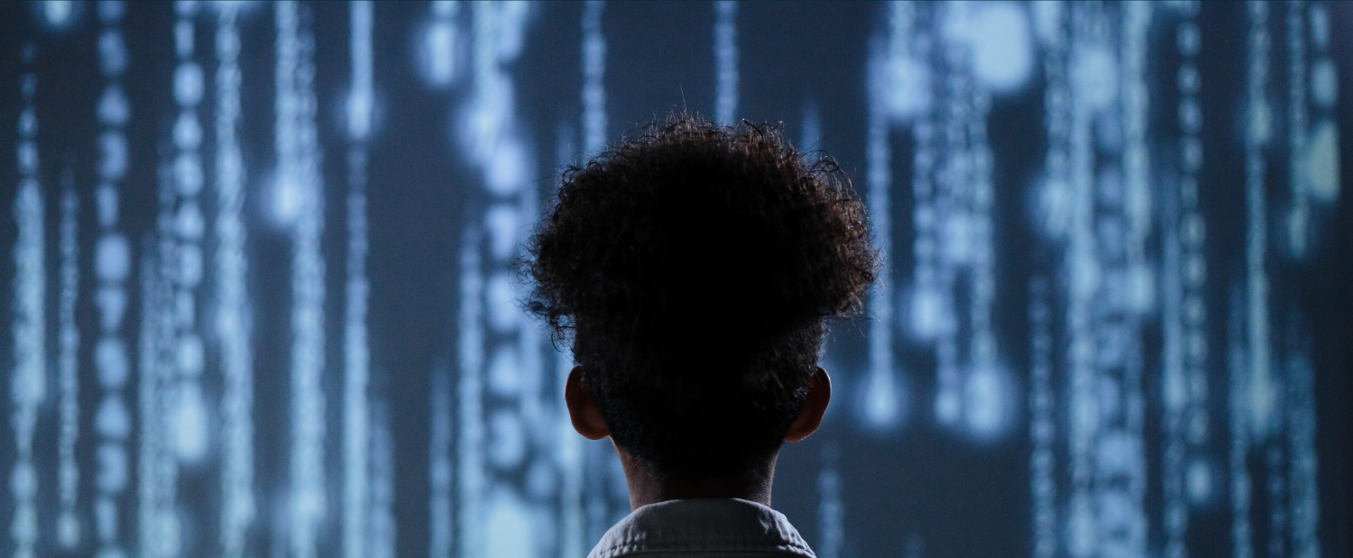 Woman stares at a digital screen - AI optimized investor relations technology by Notified