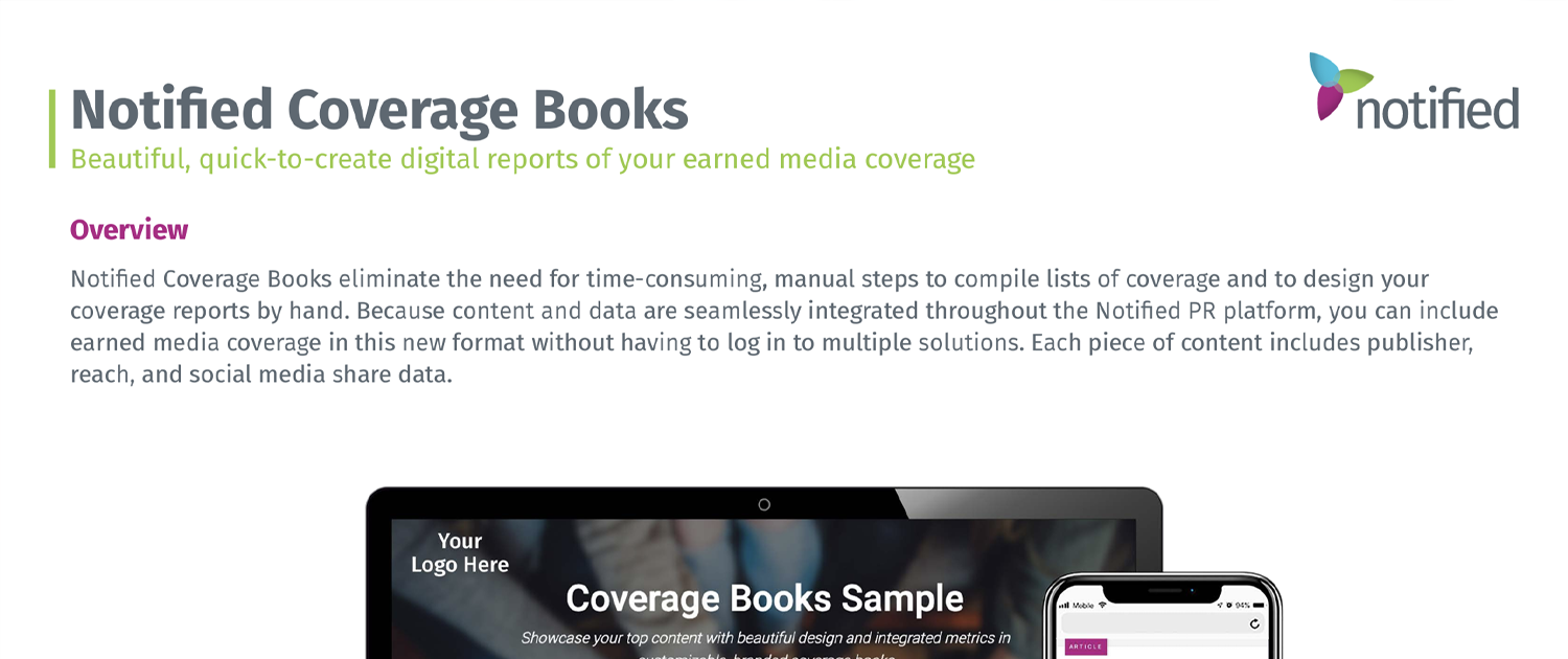 Notified Coverage Books feature sheet