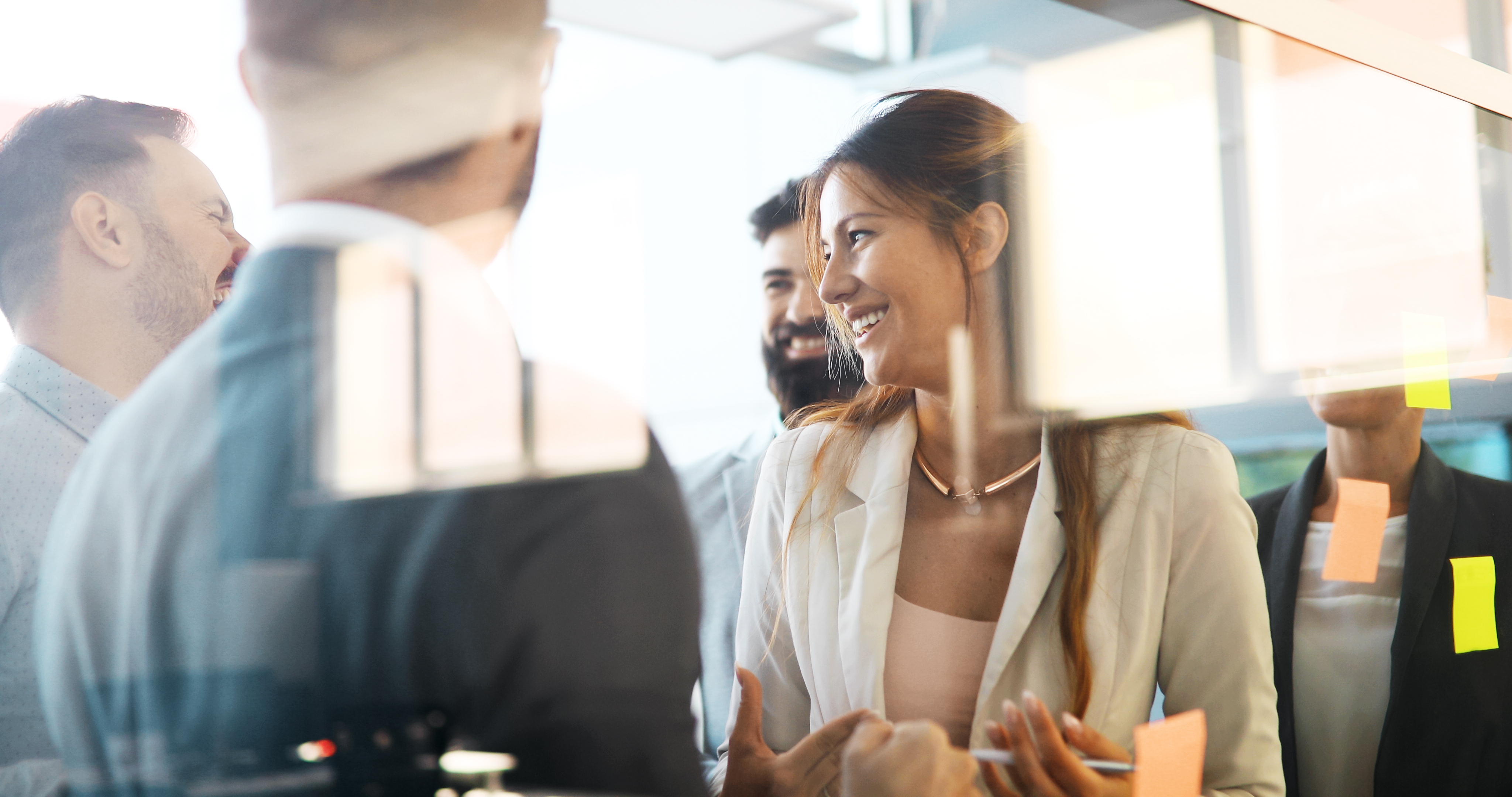 Woman smiling in meeting